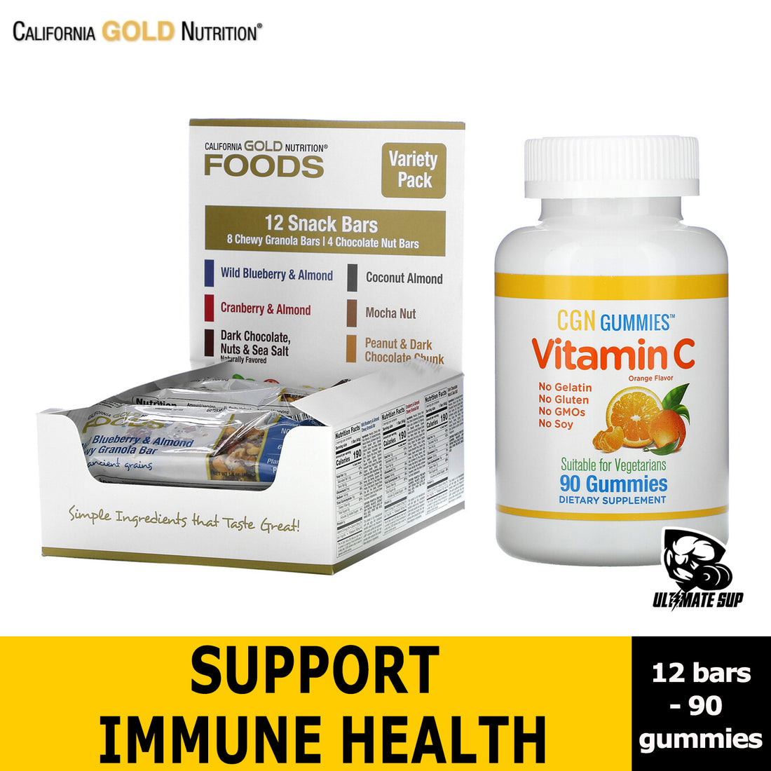 COMBO California Gold Nutrition Snack Bar + Vitamin C Gummies - Ultimate Sup Singapore