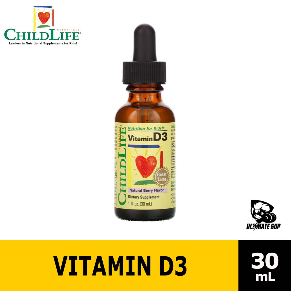 ChildLife, Vitamin D3, Natural Berry Flavor, 1 fl oz (30 ml) - Ultimate Sup Singapore