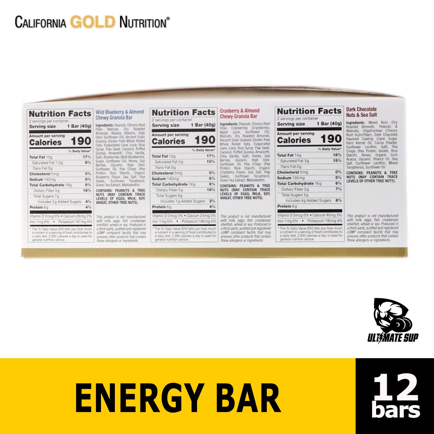 California Gold Nutrition | Variety Pack Snack Bars | 12 Bars 40g Each - Ultimate Sup Singapore