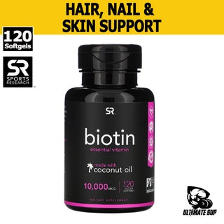 Sports Research Biotin With Coconut Oil, 120 Veggie Softgels - Ultimate Sup Singapore